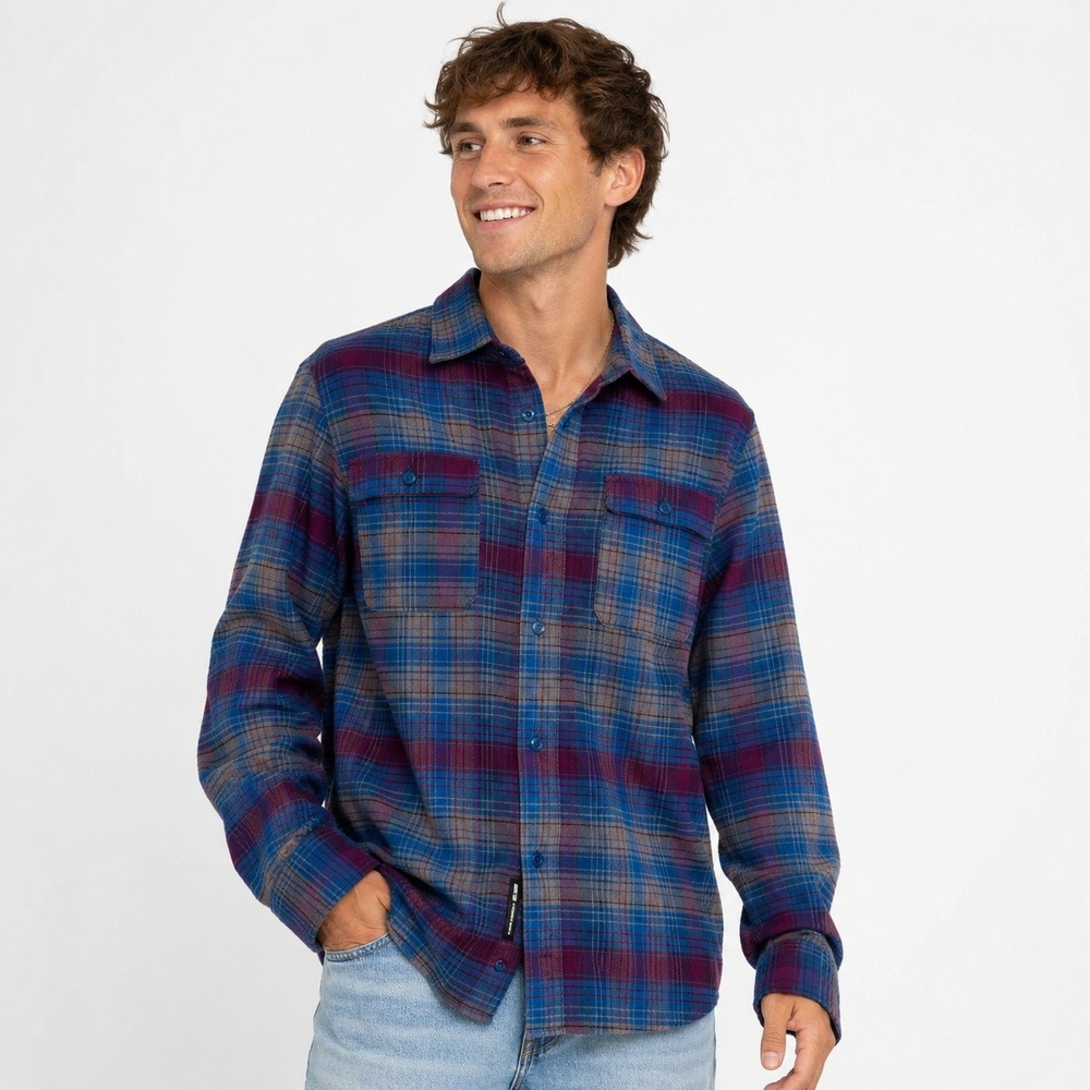 Nike SB Flannel Shirt Mens Medium Blue Purple Plaid Long Sleeve Skate Streetwear